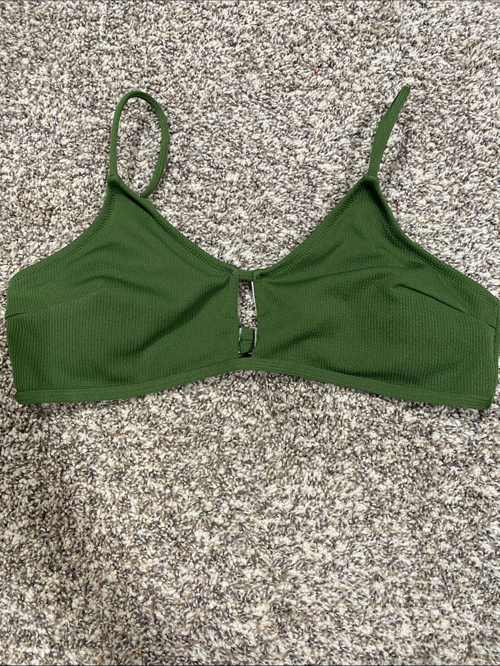 Ribbed Green Bralette Top with Keyhole Detail